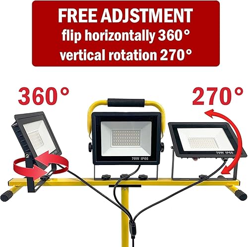 Miniatura 3 de Luz de trabajo LED en el soporte, luces de trabajo con soporte con soporte de trípode ajustable y plegable de 38.2 a 75.2 pulgadas, luces de trabajo