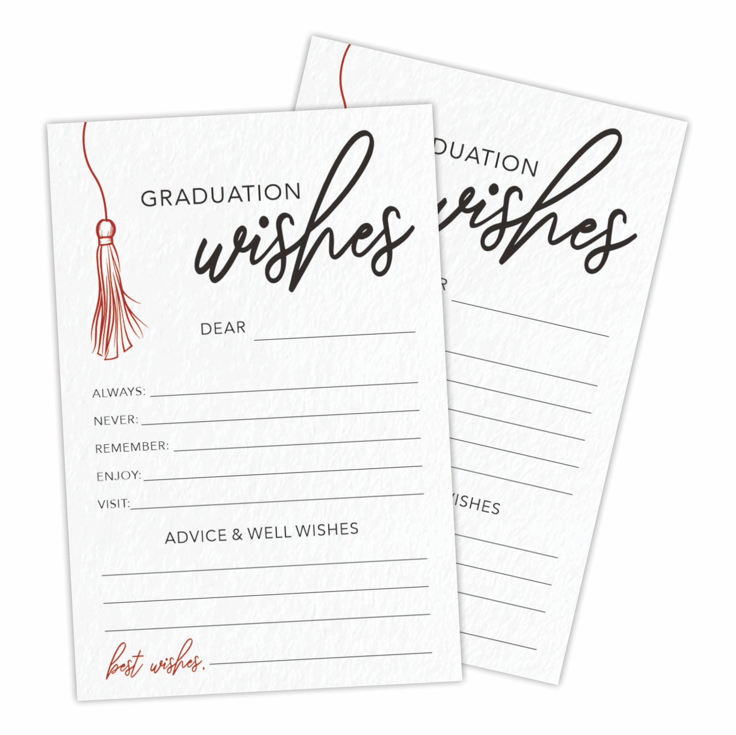 30 Graduation Advice Cards - 4x6 Inch Fill-in Cards, Class Of 2024, Minimalist Grad Cap Design, Party Decor