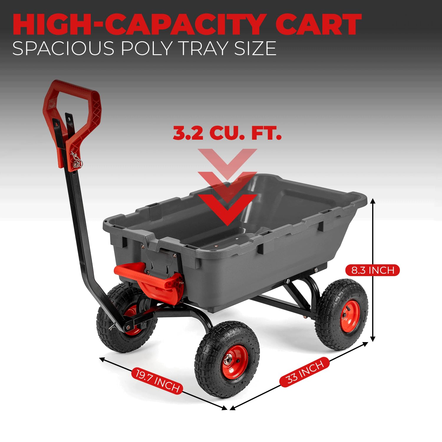 XtremepowerUS Chariot de Jardin Robuste 2 en 1 avec poignée Convertible de 362,9 kg - Chariot Utilitaire pour Cour, Ferme - Pneumatiques de 25,4 cm