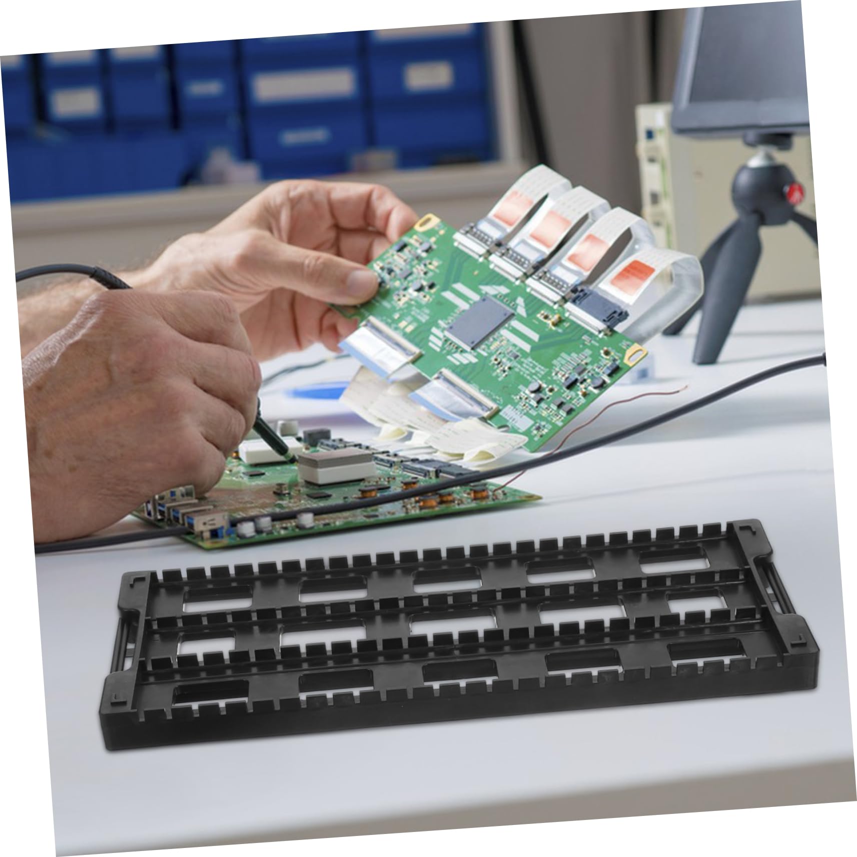 PRETYZOOM Abs Material PCB Rack Slot Circuit Board Holder Anti-Static Bar Bracket for Electronics