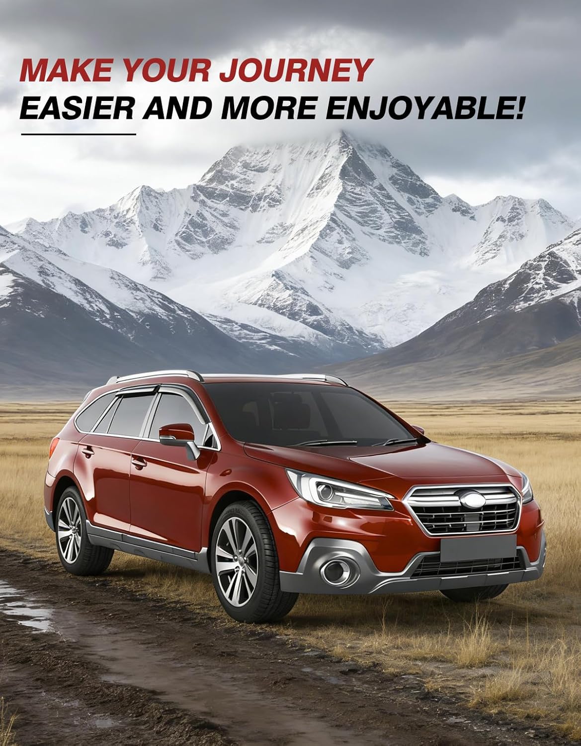 Outside-Mount Window Rain Guards Fit for Subaru Outback 2015 2016 2017 2018 2019, Extra Durable Window Visors Wind Deflector Dark Smoke Vent Shades Car Tape-on 4-pcs with Thicker