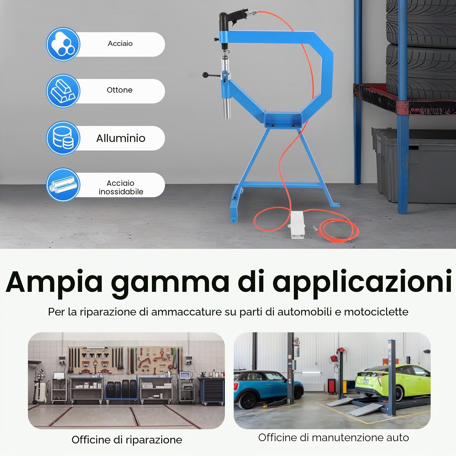 Pneumatic Planishing, martello per livellamento, 875 – 1350 giri/min, 50 – 100 PSI, lucidatura e martello lisciante pneumatico con incudine da 1"/2"/3", aiuto per la vulcanizzazione, martello ad aria