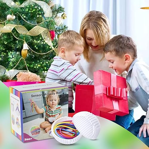 Miniatura 7 de Juguetes sensoriales para ansiedad, bola de actividad sensorial incluye 20 cuerdas para niños y adultos con autismo, alivio de ansiedad, TDAH,