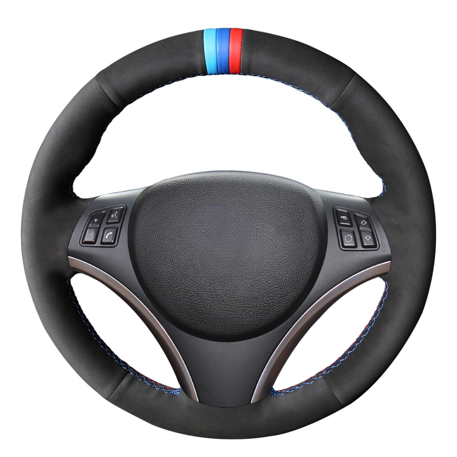 Amazon.com: MEWANT Custom Breathable Black Suede Car Steering Wheel ...