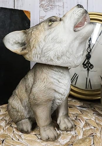 Miniatura 8 de Ebros Gift Gritos de la noche aullando Lobo Gris Lobo Timberwolf Direwolf Pup Bobblehead Figura de 6 pulgadas de alto Luna llena Vida Silvestre