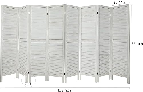 Miniatura 2 de ECOMEX Divisor de habitación de 8 paneles, separadores de habitación independientes de madera y pantallas de privacidad plegables para el hogar,