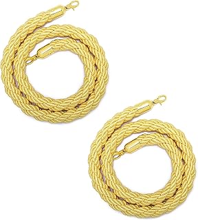 Hanging Rope Twisted Queue Ropes Yellow Twisted Barrier Rope,Divider Crowd Control Stanchion for Hotel/Bank/Hospital/Playground/Other Public Areas (2 Pack 2.5m/8.2ft)