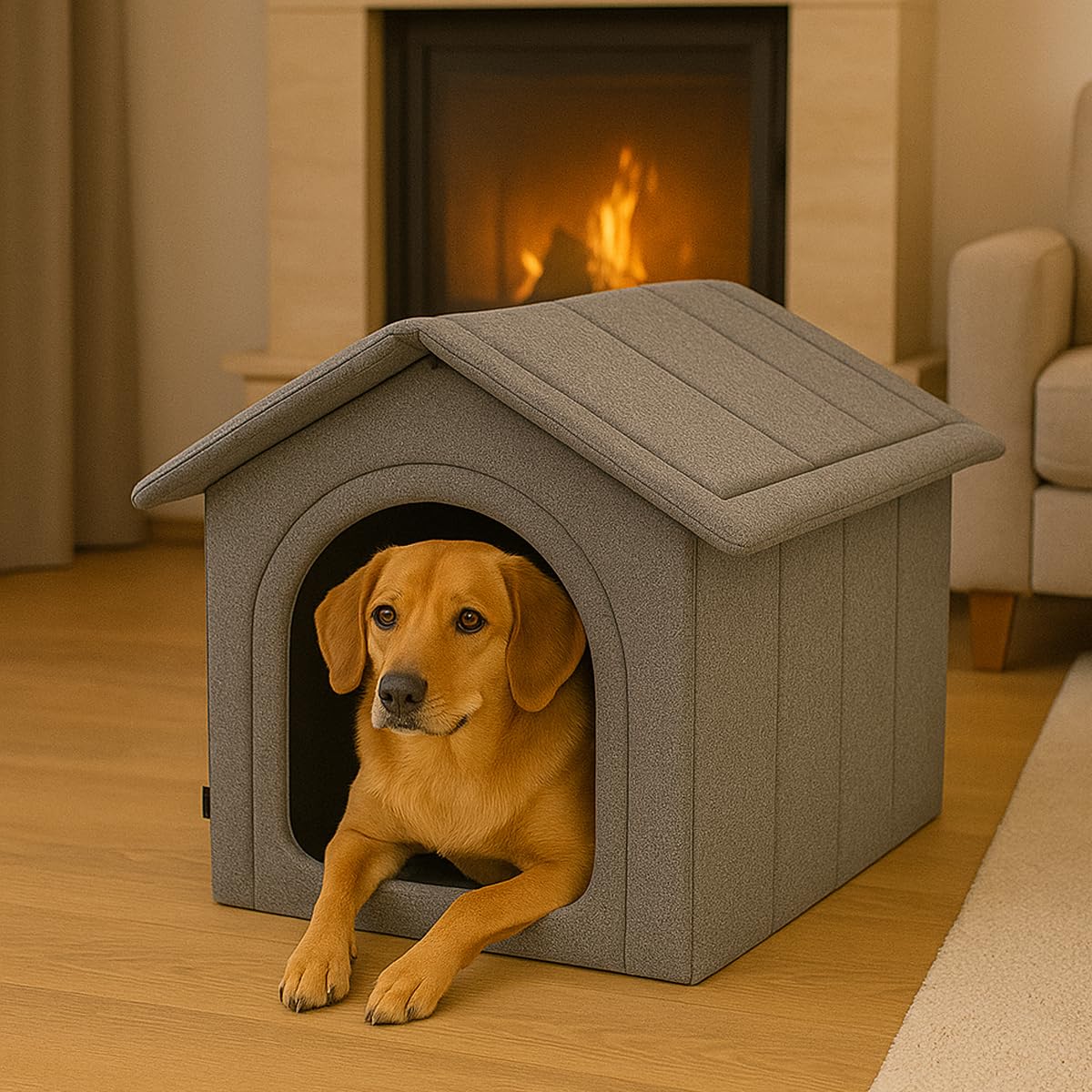 Hundehöhle Hundebett Hundehaus Hundehütte S-XXXL Ökoleinen viele Farben