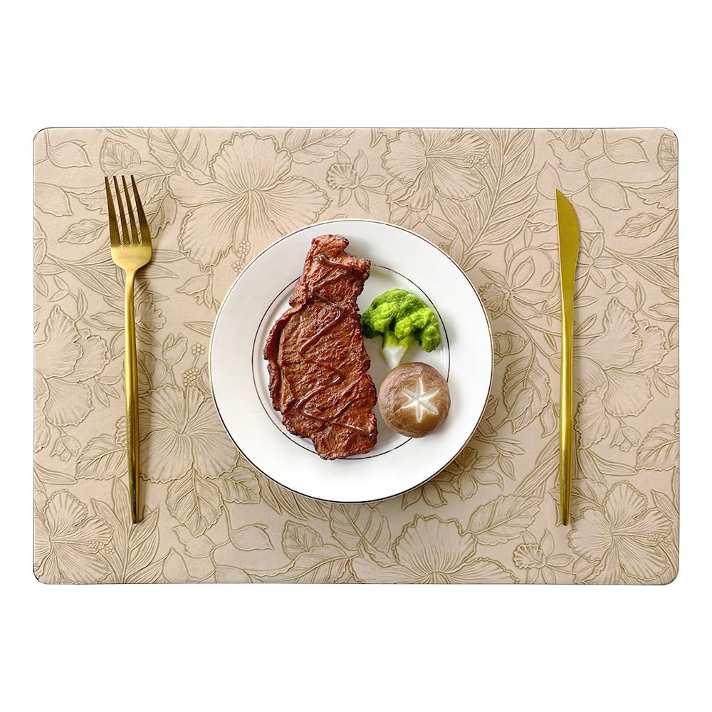 Manteles individuales rectangulares de cuero grueso, resistentes al calor, lavables, resistentes al aceite y al agua, antideslizantes, para cocina, café, comedor, juego de 6
