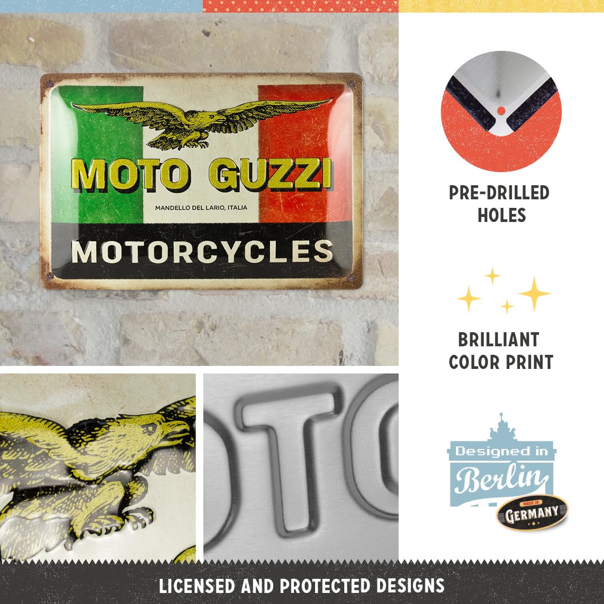 Moto Guzzi Retro Tin Sign - 7.9x11.8 Inch Metal Vintage Motorcycle Wall Decor - View #2