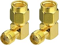 Vista 3 de Bingfu RP-SMA macho a SMA hembra Adaptador de conector de antena de ángulo recto (paquete de 2) para FPV Drone Controller Router WiFi Adaptador