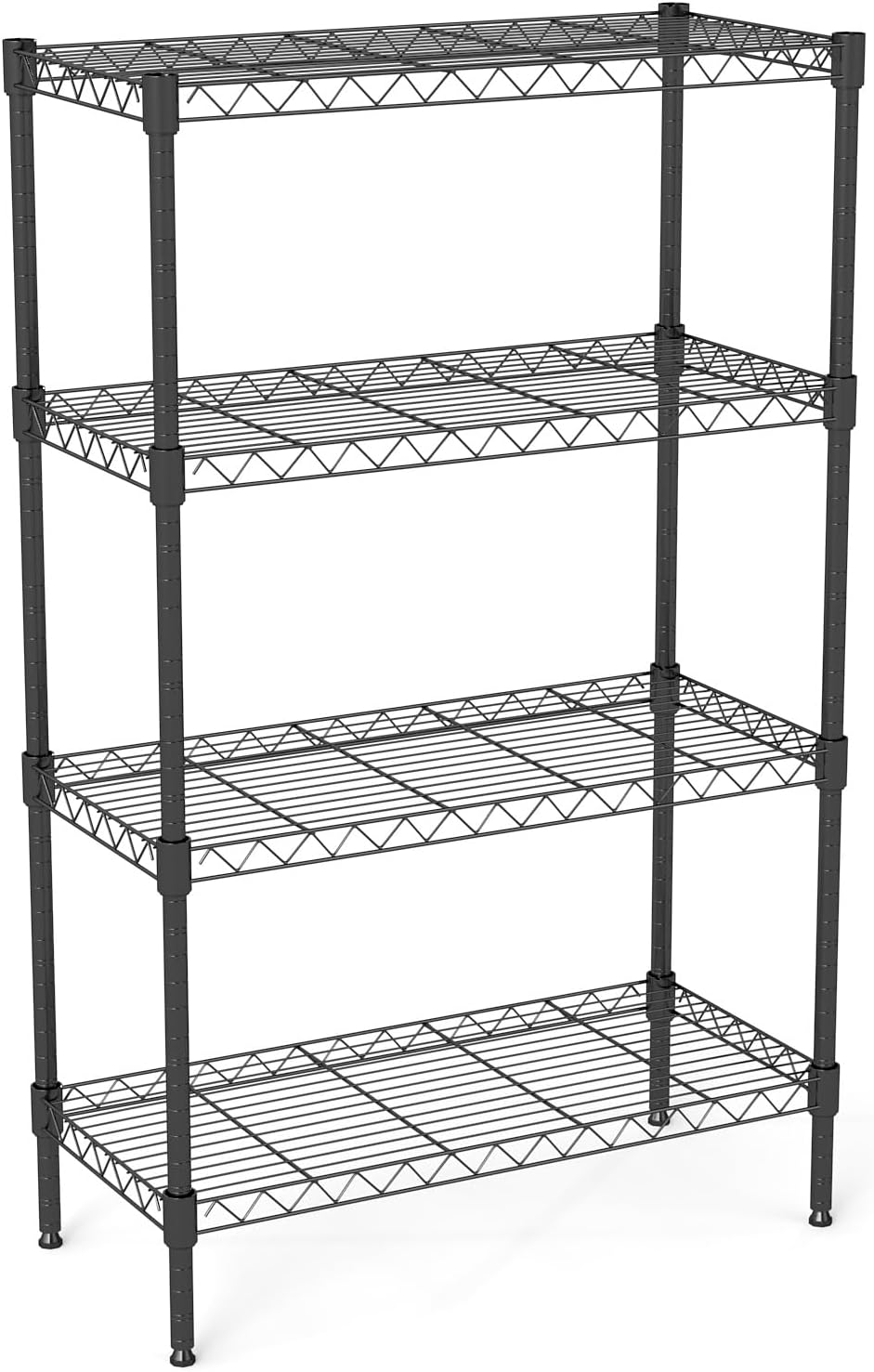4-Tier Adjustable Wire Shelving Unit, Heavy-Duty Metal Storage Rack, Black, 29.53 x 13.78 x 47.24 Inch, for Kitchen, Garage, Bathroom and Pantry