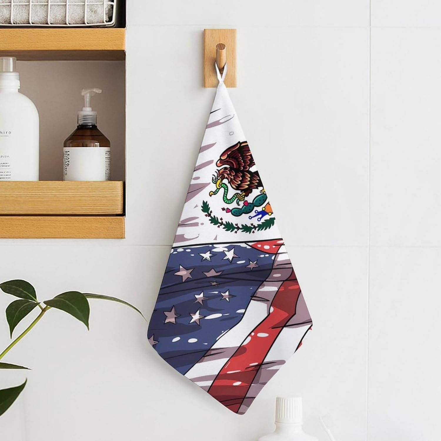 A-mericans Mexico Flag Hand Towels for Bathroom Kitchen Towels Small Towel Handkerchiefs with Hanging Loop 4PCS