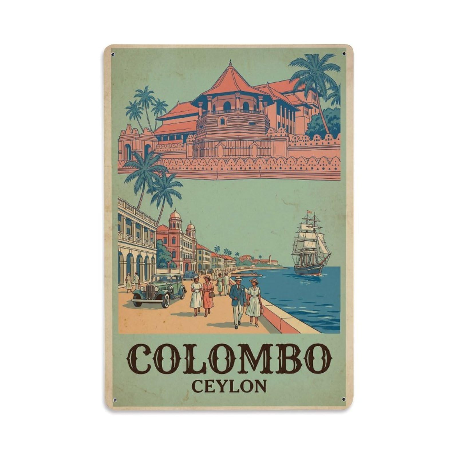 Gead 8X12inch Style Sri Lanka Colombo Vintage Metal Tin Sign