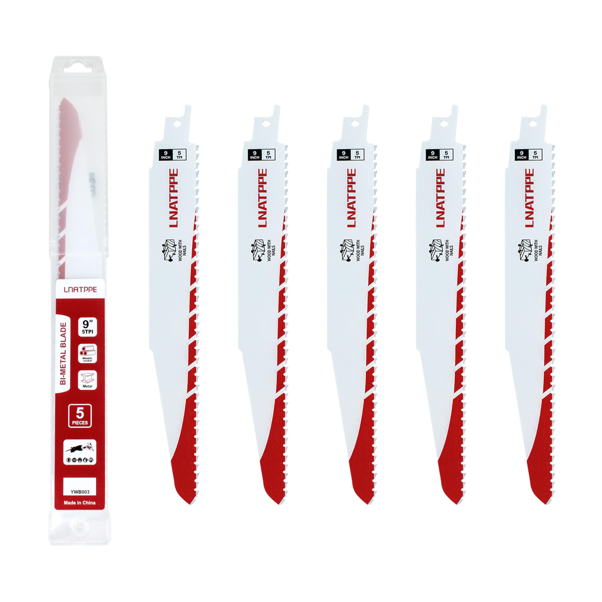 CHNPLUM 48-00-5026 Reciprocating Saw Blade Compatible with Milwau-kee, Metal and Wood Cutting, Bi-Metal Construction 5 Piece