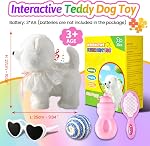 Walking Barking Singing Samoyed Puppy Toy, Repeats What You Say, Realistic Licking Tongue Wagging Tail Mechanical Dog with Touch or Voice Control, Interactive Music Dancing Plush Pet for Kids