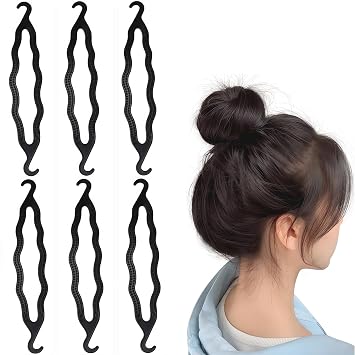 6PCS أسود البلاستيك كعكة صانع مزدوجة هوك الشعر تصفيف الشعر دبابيس الشعر بكرة دونات بن شعر ت تويست أداة تجديل الشعر اكسسوارات