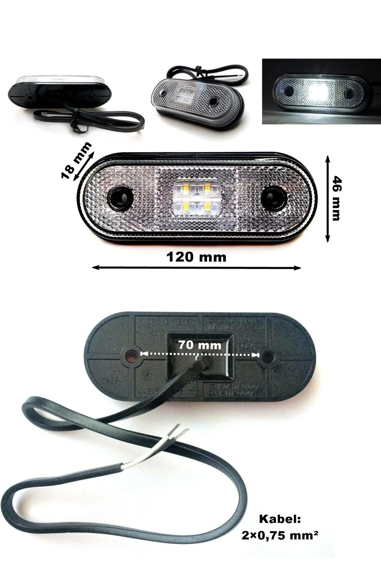 Luces Remolque LED 12V/24V 13 Polos Kit con 2 Pilotos Traseros Intermitente Dinámico 6 Luces de Posición Cable 5m-9m para Remolque Caravana Autocaravana