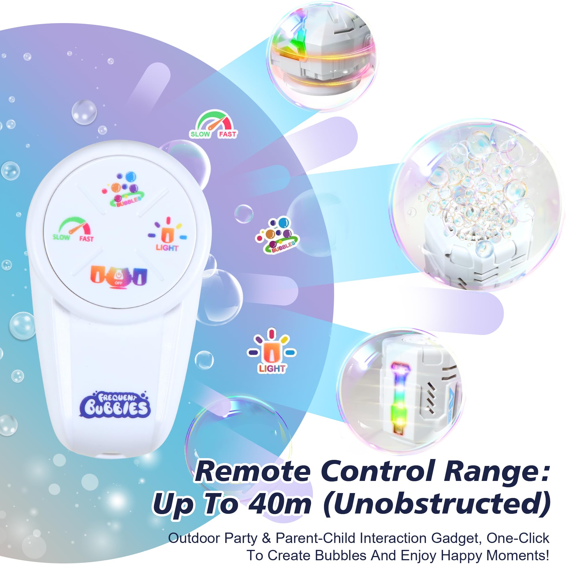 2026 RC Seifenblasenmaschine mit RGB-Lichtern, 360° Auto Rotation Bubbles Spielzeug, Wiederaufladbarer Akku, Bubble Blower Maker für Kinder, Partys, Geburtstagsgeschenk, Hochzeiten