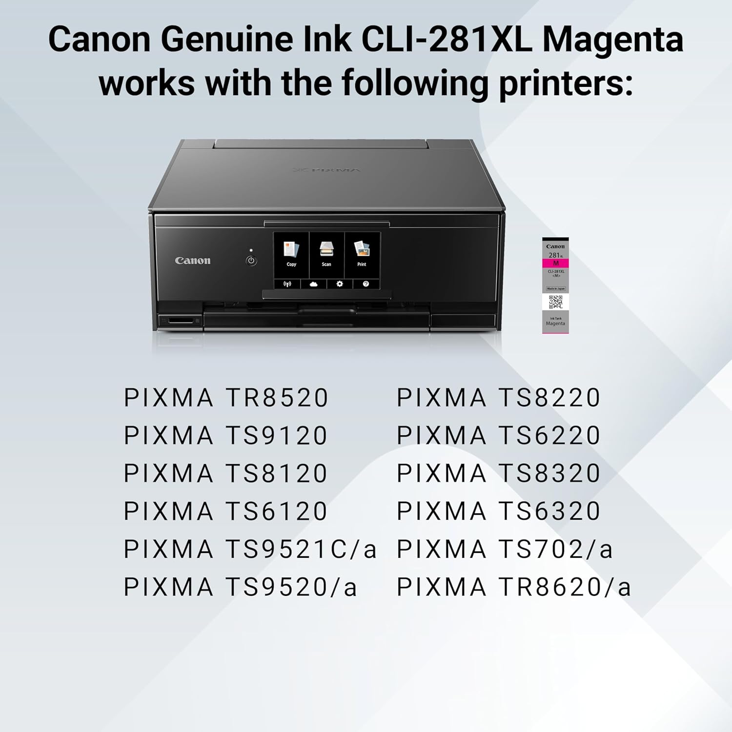 Canon CLI-281 XL Genuine Magenta Ink Tank, Compatible with TR8520, TS9120,TS8120, TS6120, TS9521C/a, TS9520/a, TS8220, TS6220, TS8320, TS6320, TS702/a, and TR8620/a Series Printers