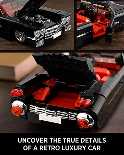 Miniatura 3 de Nifeliz Eldorado, kit de construcción de autos retro clásico, juego de modelos de exhibición de autos deportivos convertibles para regalos de