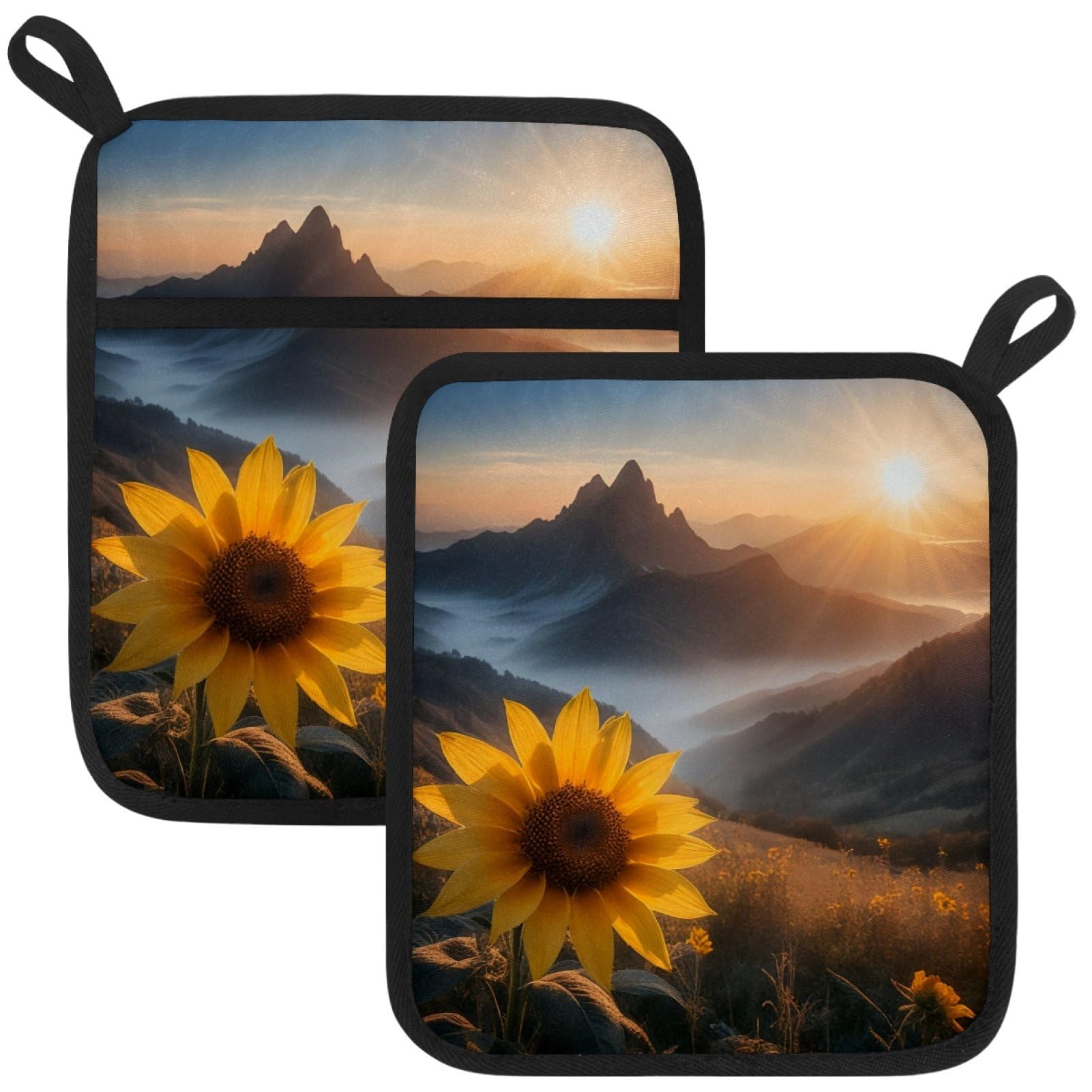 VAPOKF Sunflower Pot Holder, Heat Resistant Oven Cloths, Potholders & Oven Gloves, for Kitchen Cooking & Baking, Thick & Safe, Protection of Hands From Hot Utensils
