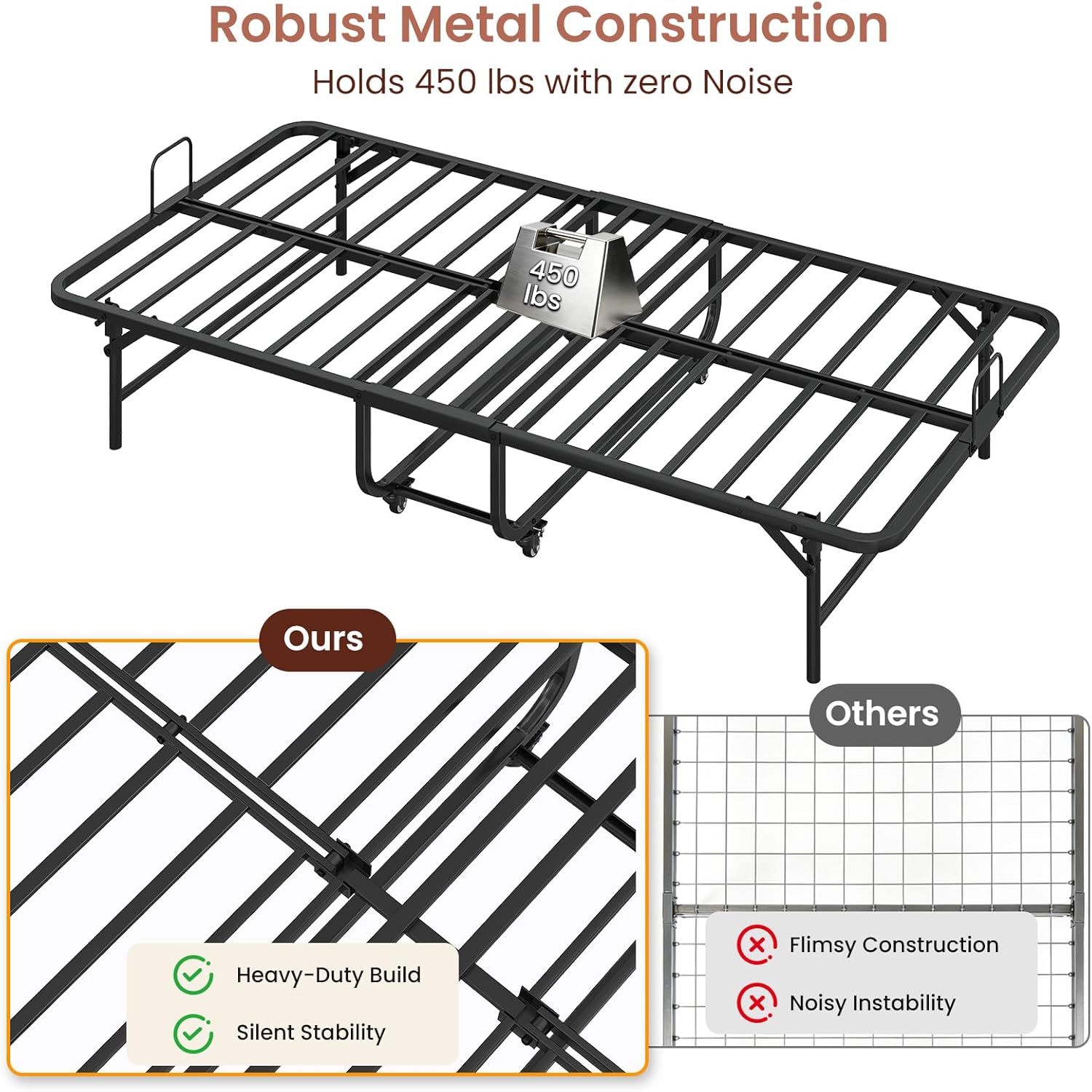 DICTAC Folding Bed with Mattress, 75x31 Portable Rollaway Bed with Luxurious Memory Foam Mattress, Space-Saving Foldable Design for Easy Storage, Heavy Duty Metal Frame for Adults, Guest, Cot Size