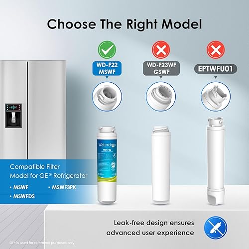 Miniatura 2 de Waterdrop MSWF Filtro de agua para refrigerador, repuesto para GE MSWF, 101820A, 101821B, RWF1500A, paquete de 3