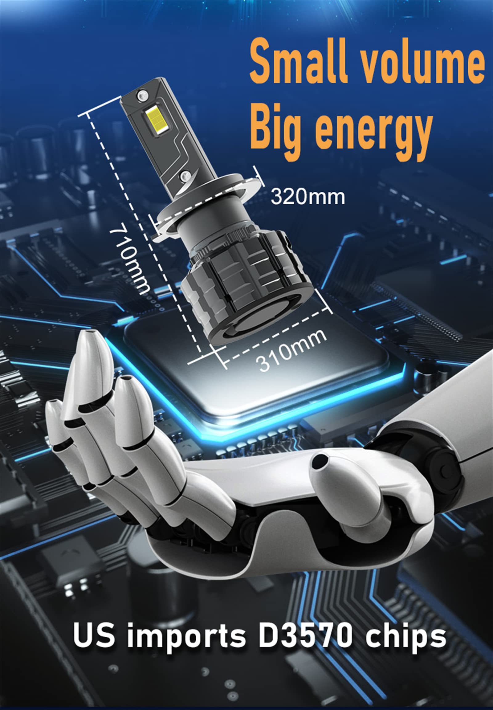 Lampadine A LED Per Fari, 8000LM 6000K LED Bianco Freddo Più Luminoso, Kit Di Conversione Per Fari A LED A Luce Abbagliante O Anabbagliante, IP68 Impermeabile, Confezione Da 2,H7