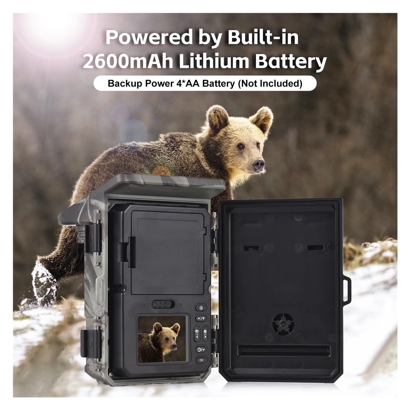 Cámara Vida Silvestre Cámara De Caza 4K 50MP, Rastreo Visión Nocturna con Energía Solar, IP65, Resistente Al Agua, Tiempo Disparo 0,3 S, For Exteriores Confiable Preciso