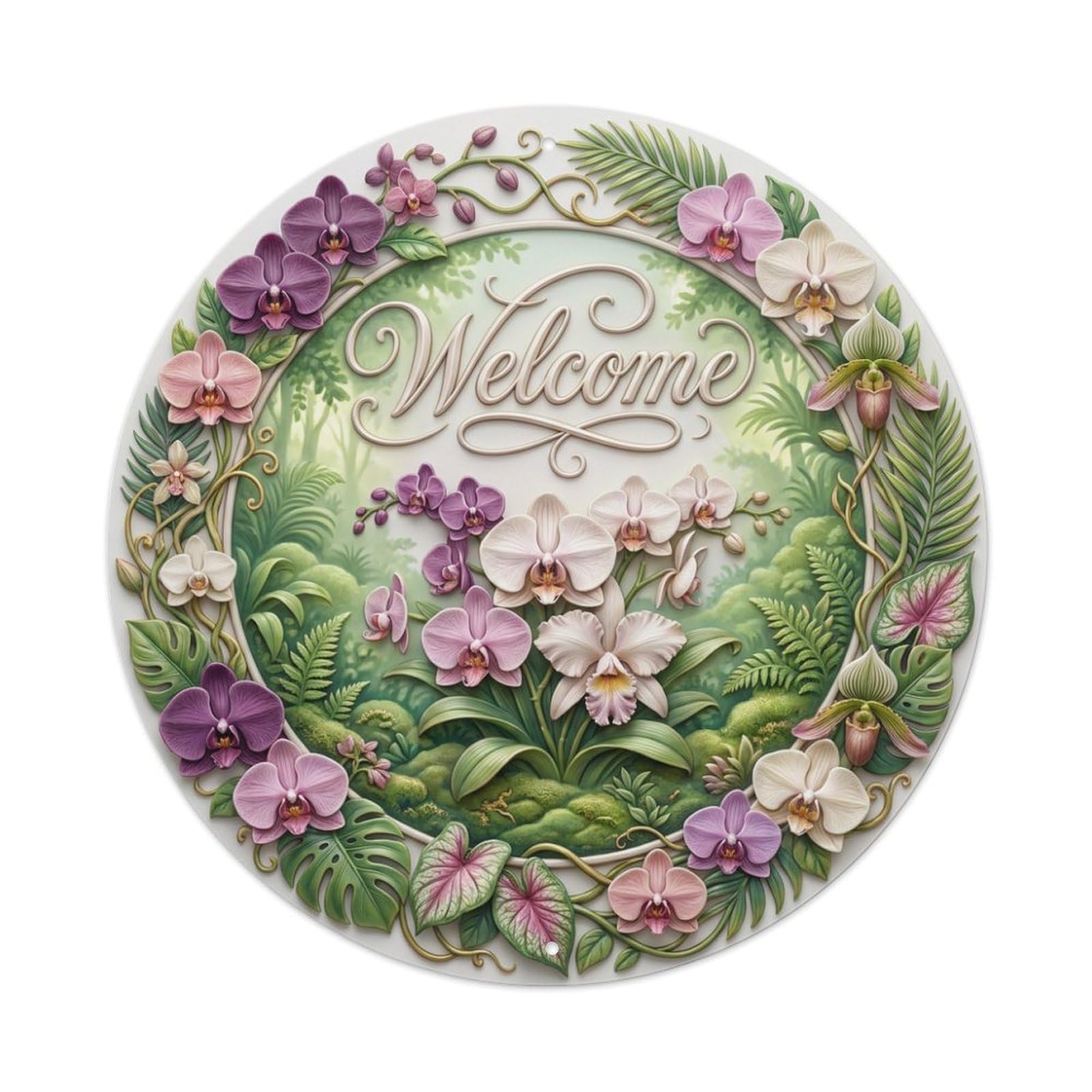 Tgrcjimh Style Metal Tin Sign Orchid Bloom Welcome Elegant Tropics