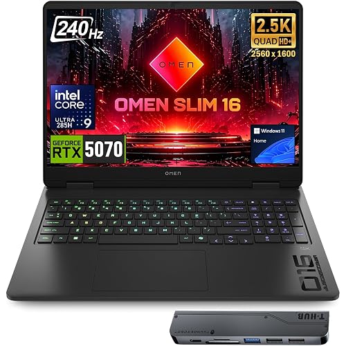 HP OMEN 16 Slim RTX 5070 Intel Ultra 9-285H 240Hz QHD+ RGB Gaming Laptop | 16" Anti-Glare, HyperX Audio, 32GB DDR5, 2TB SSD, 4-Zone RGB Backlit Keyboard, Windows 11 Home, w/bundle