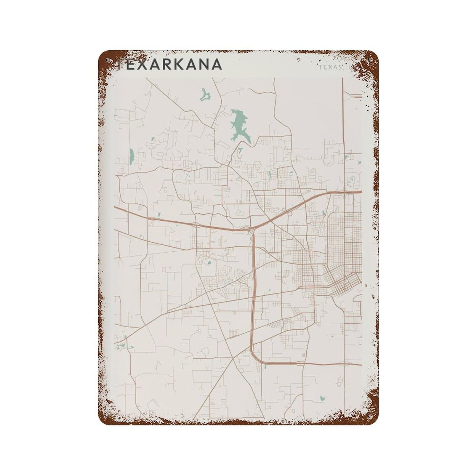 xiaoxiaoshen Texarkana Map Texas Travel Gift Scandi Wall Decor Art Metal Tin Poster Modern Home Decor Art Home Bar Shop Decorations Vintage Sign 40x30cm
