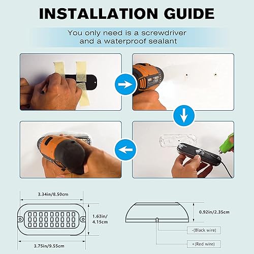 Miniatura 6 de BASIKER BS1 - Luz LED marina para barco (2 x 1200LM 27LED), 10-36V, acero inoxidable 316, IP68, aire o subacuático, montaje en superficie diseñado