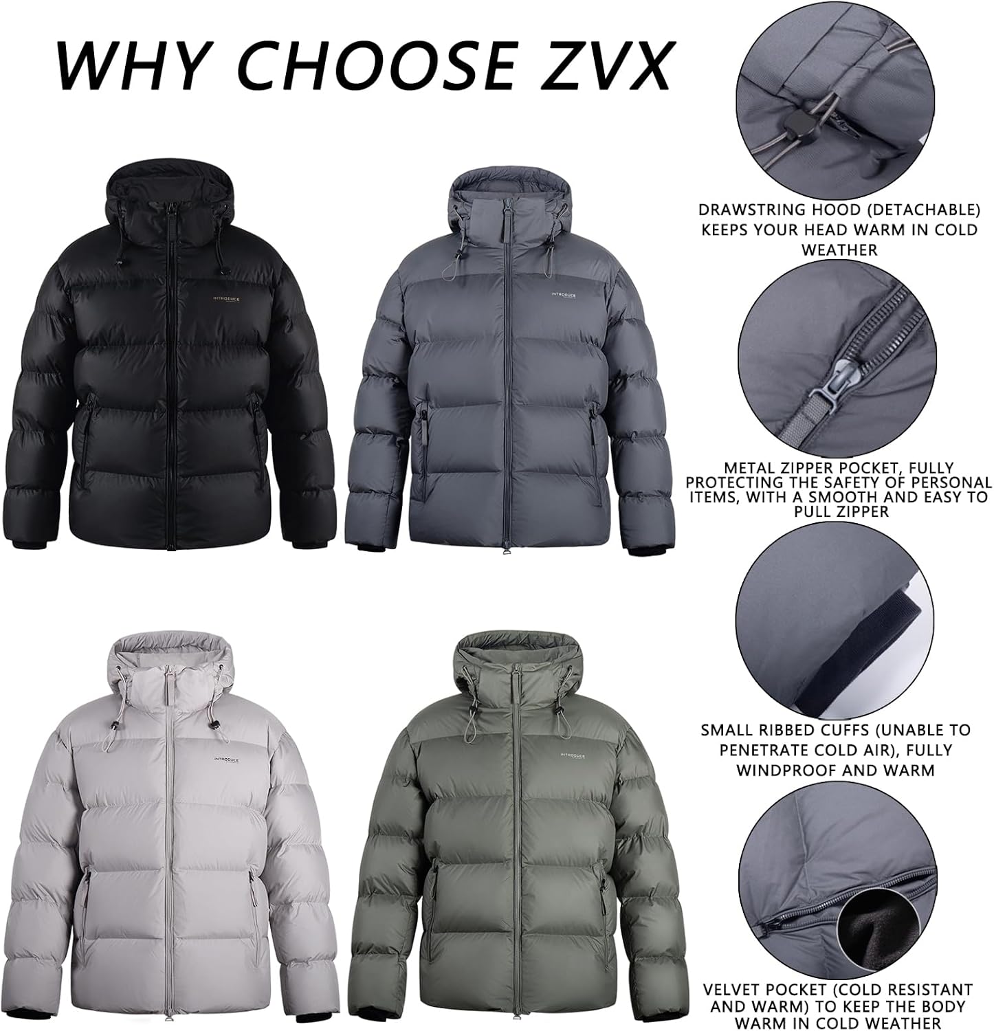 Goose Down Jacket, Warm and Soft Goose Down Jackets Men,Waterproof Windproof Unisex Down Jacket - Image 4