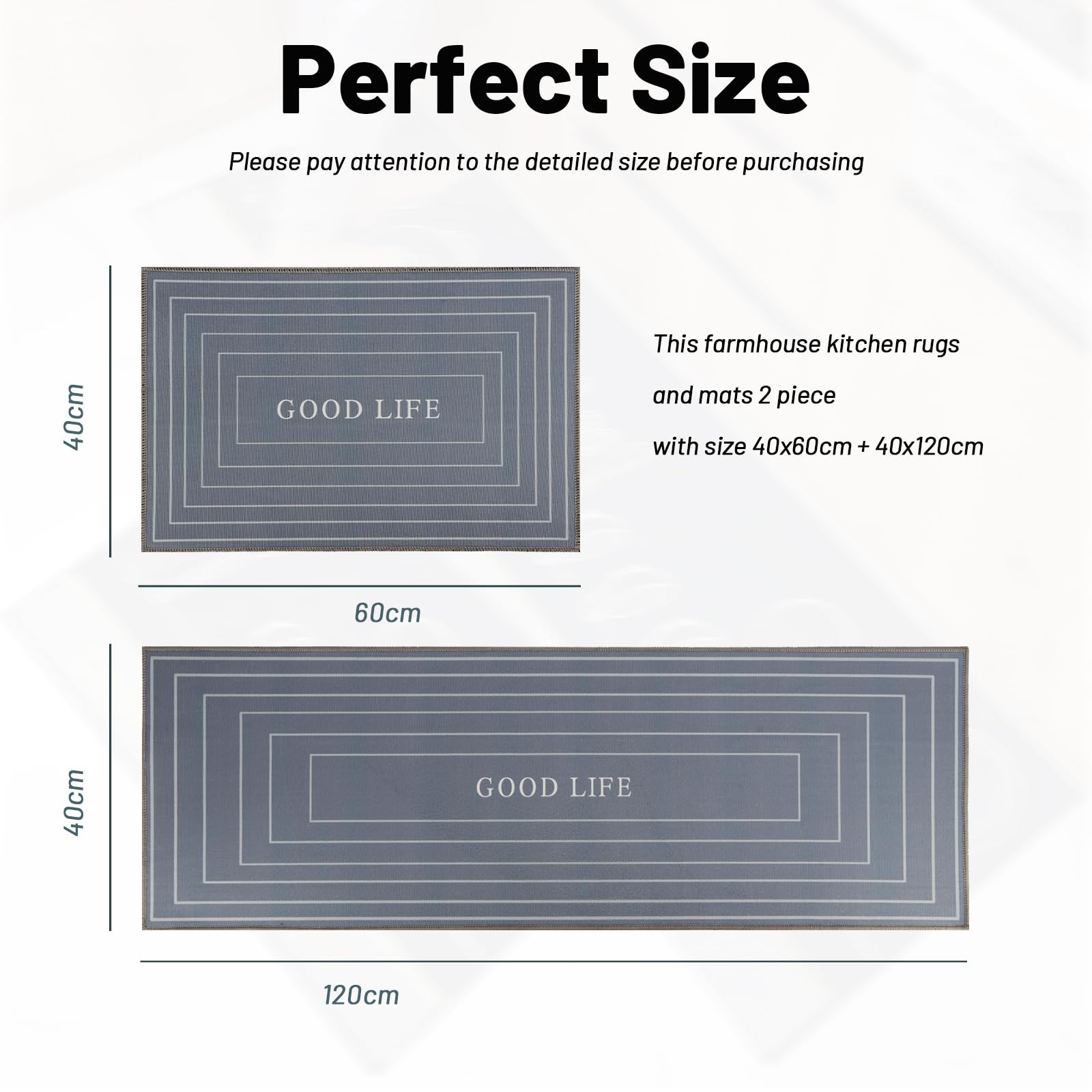 Tappetini Da Cucina Vintage - Set 2 Pezzi Antiscivolo - 40x60 E 40x120 Cm - Lavabili In Lavatrice - Foto 5