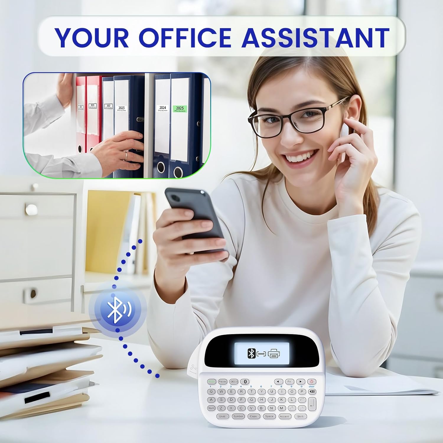 Vixic Label Maker Waterproof-Labels, Label Maker Machine with-Tape, Rechargeable Label Makers Printer Portable, M950 Backlit Labeler with Keyboard Support Bluetooth for Home Office Kids School Items - Image 6