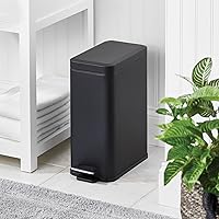 Vista 2 de mDesign Cubo de Basura con Pedal — Cubo de basura con pedal, tapa e inserto de cubo de plástico para baño, cocina y oficina — Cubo de basura de Negro