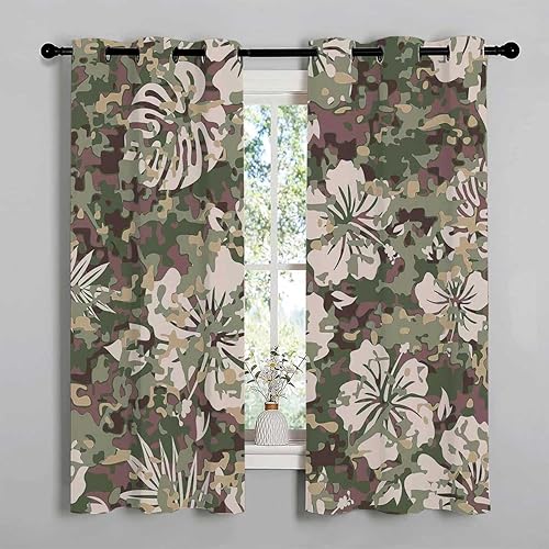 Miniatura 1 de Cortinas con ojales para puertas plegables de acordeón de camuflaje, cortinas interiores para Ventanas de Cuarto 85 pulgadas de ancho por 108