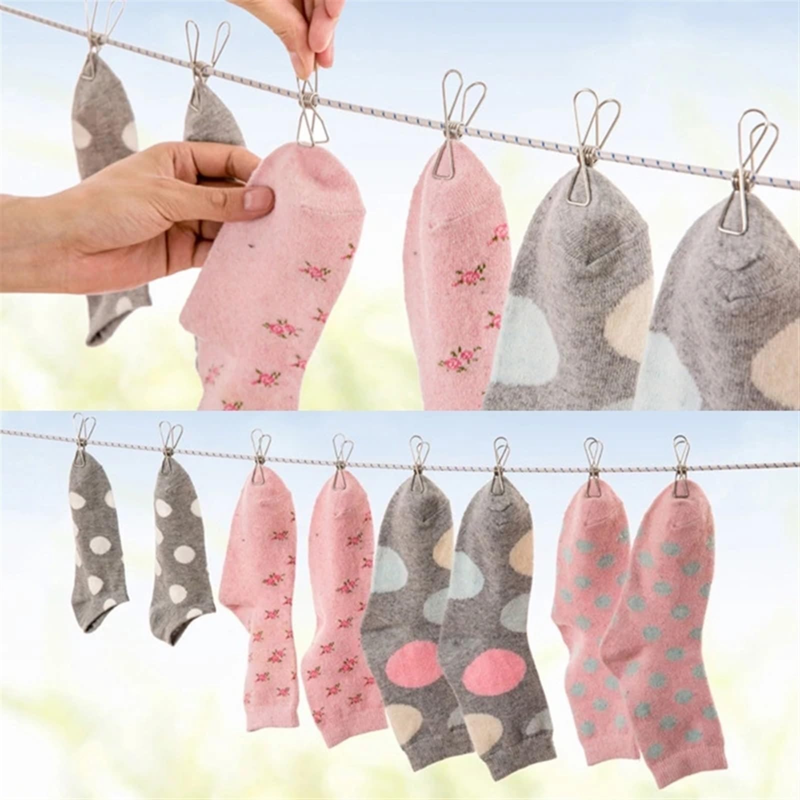 Pinzas de ropa de acero inoxidable para colgar en la ropa, 20 pinzas multiusos resistentes al viento de acero inoxidable de grado marino duraderas