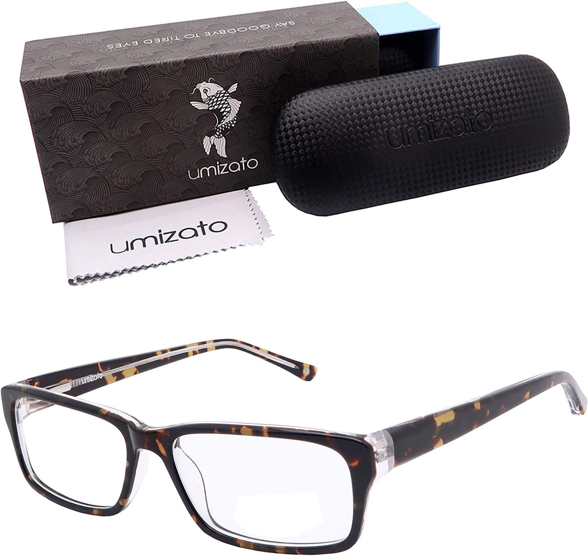 Umizato Blue Light Blocking Glasses for Men Women - Handcrafted and Designed to Help You Sleep Better, Relieve Headaches, Migraines - UV Blocker, Anti-Glare, Computer Gaming (Hamburg in Tortoise)