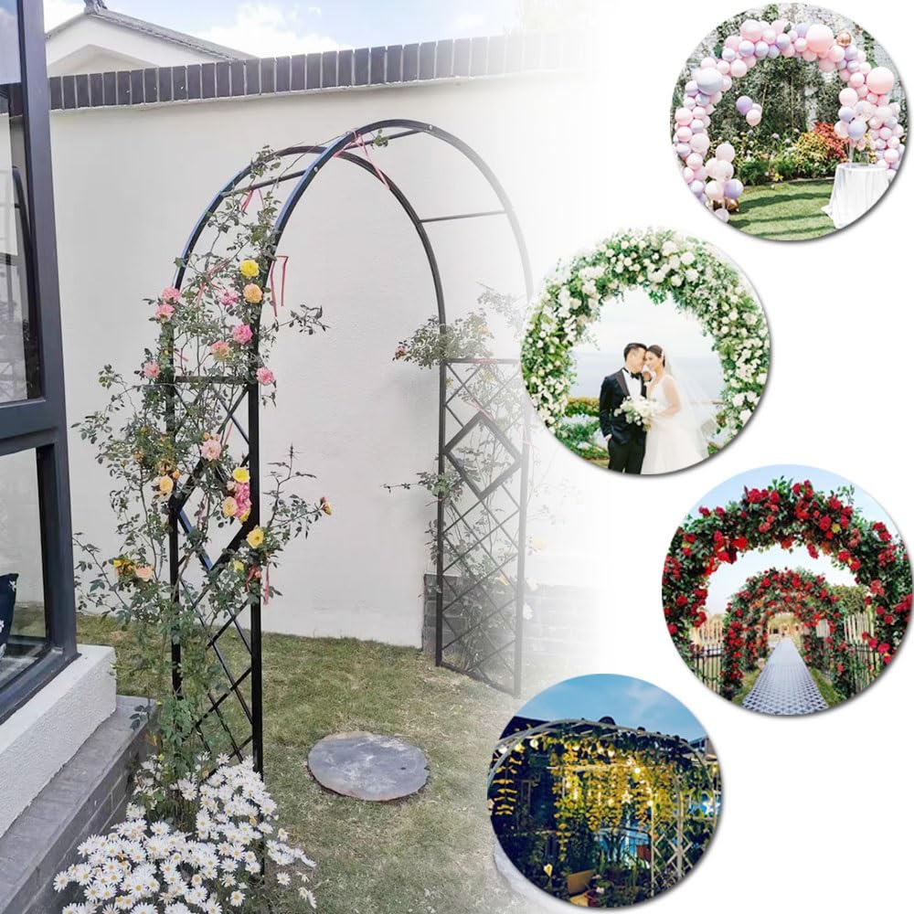 Pergolato da Giardino Alto 230 cm, Archi da Matrimonio per Cerimonie all'aperto, Traliccio in Metallo per Piante rampicanti, Rose, Facile da Montare (Verde, 220x230 cm/7,2 Piedi x 7,5 Piedi)