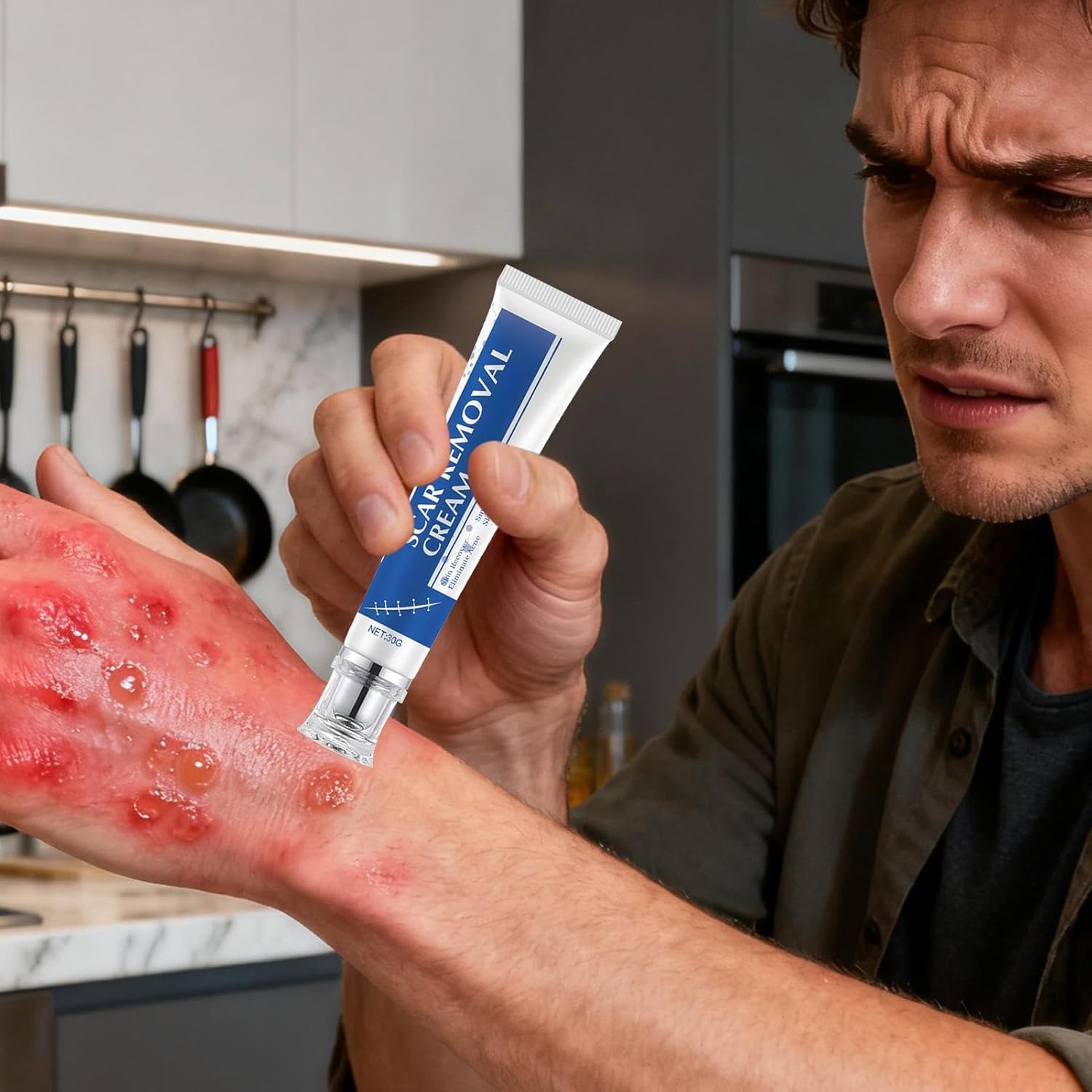 Crema per cicatrici, unguento per la rimozione delle smagliature, ammorbidisce la pelle ruvida, schiarisce ustioni e cicatrici post-operatorie, per la routine quotidiana di ginocchia, ustioni