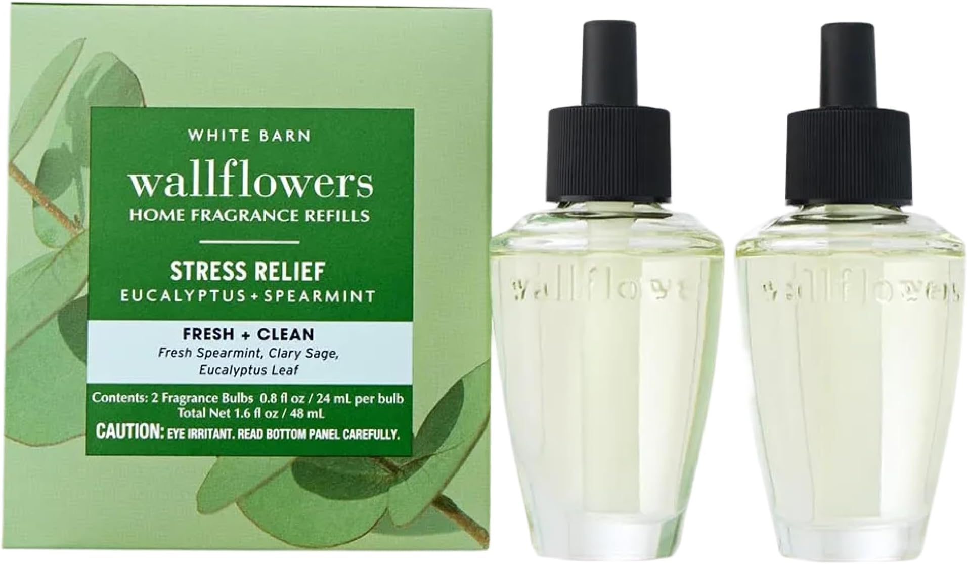 Wallflowers Refills, Eucalyptus Spearmint Scent, Plug-In Air Freshener Refills for Bedrooms, Bathrooms & Living Spaces, 2 Pack