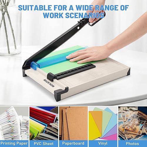 Vista 5 de Paper Cutter, Paper Slicer with Safety Guard and Blade Lock, 12" Cut Length Guillotine Paper Cutter with 16 Sheet Capacity, Paper Cutters and