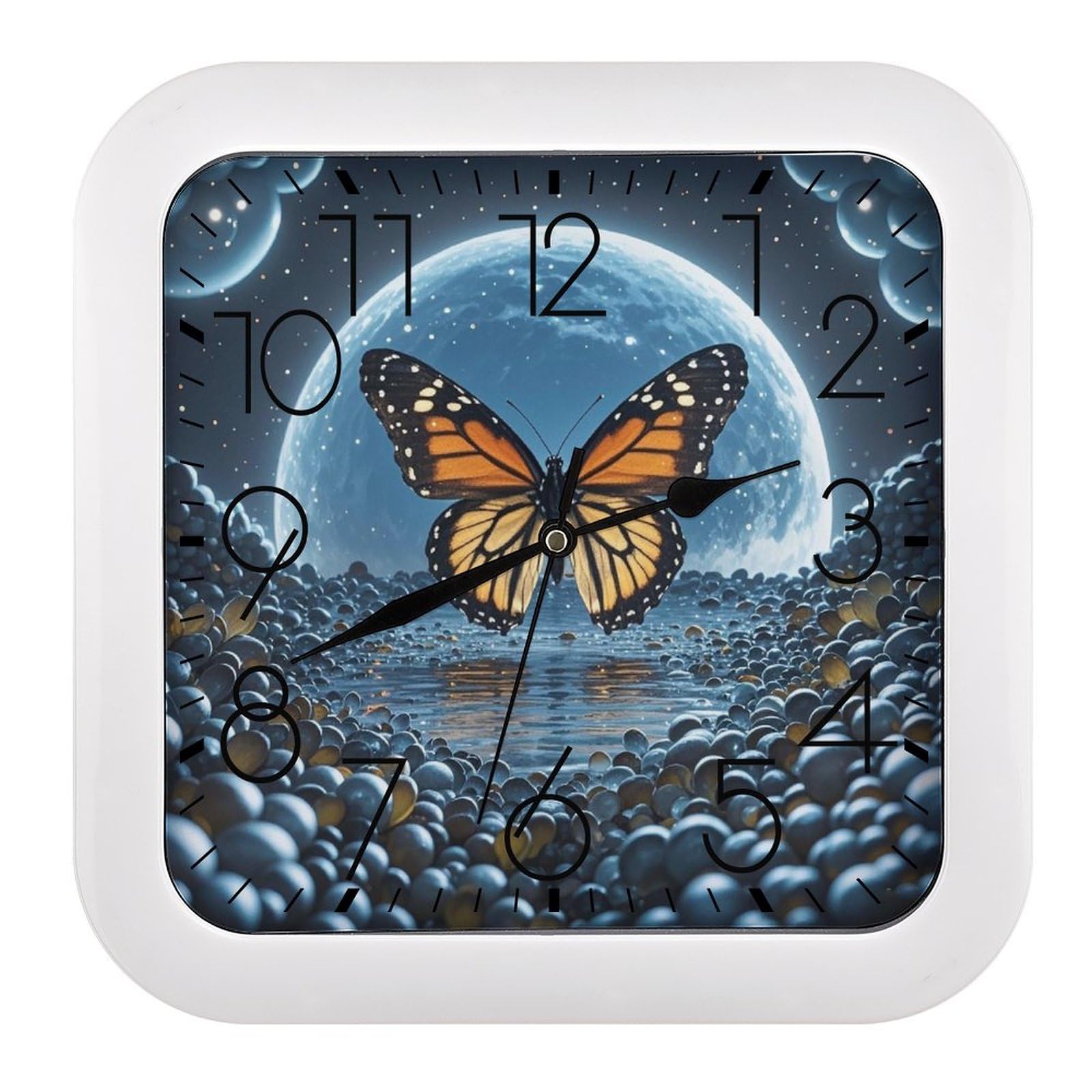 LZQPOEAS Flying Butterflies Wall Clock Fashionable Versatile Silent Wall Clock Simple Elegant Non Ticking Analog Clocks Easy to Install Square Modern Clocks for Home Decoration