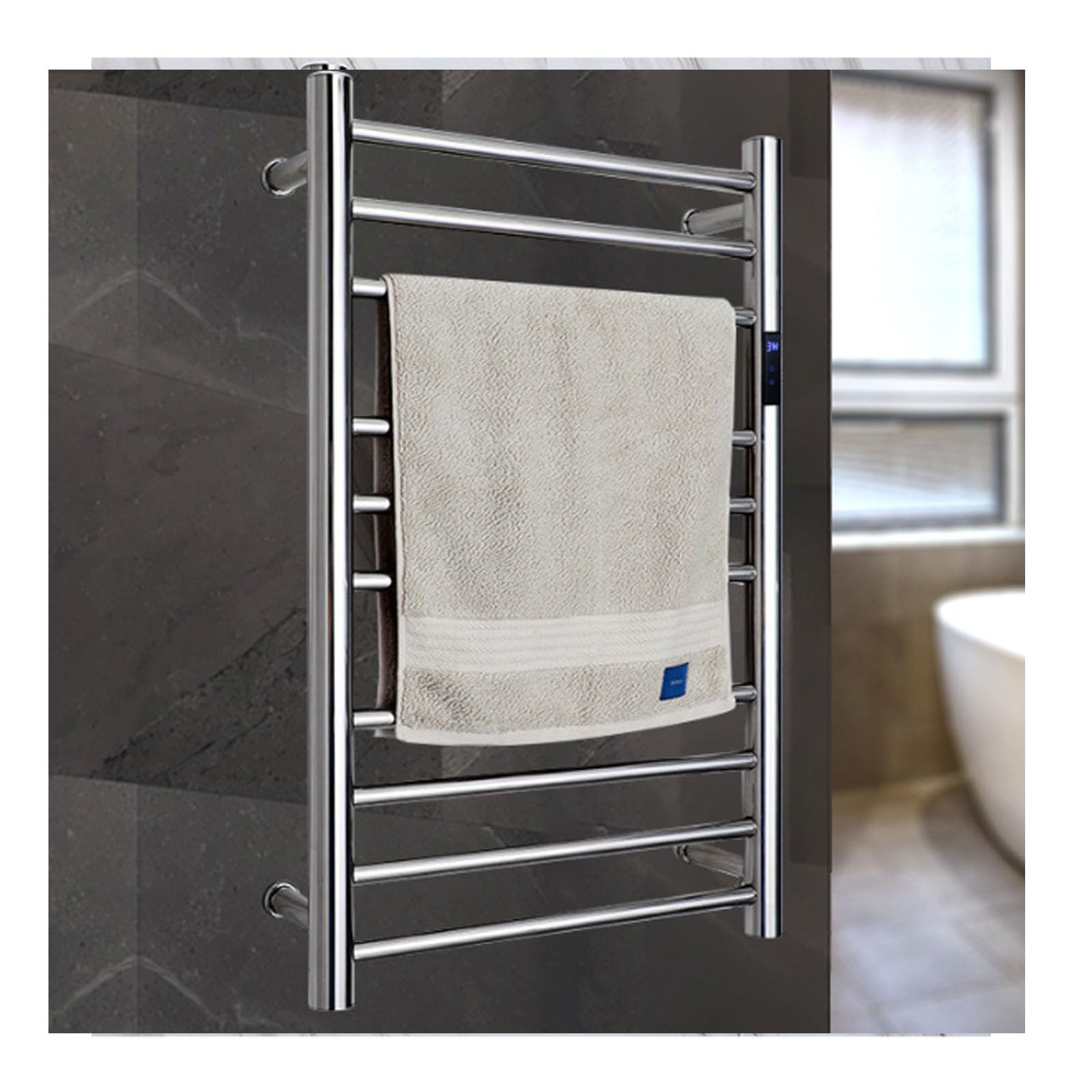 Chauffe-serviettes électrique mural 10 barres inox pour chauffage salle de bain