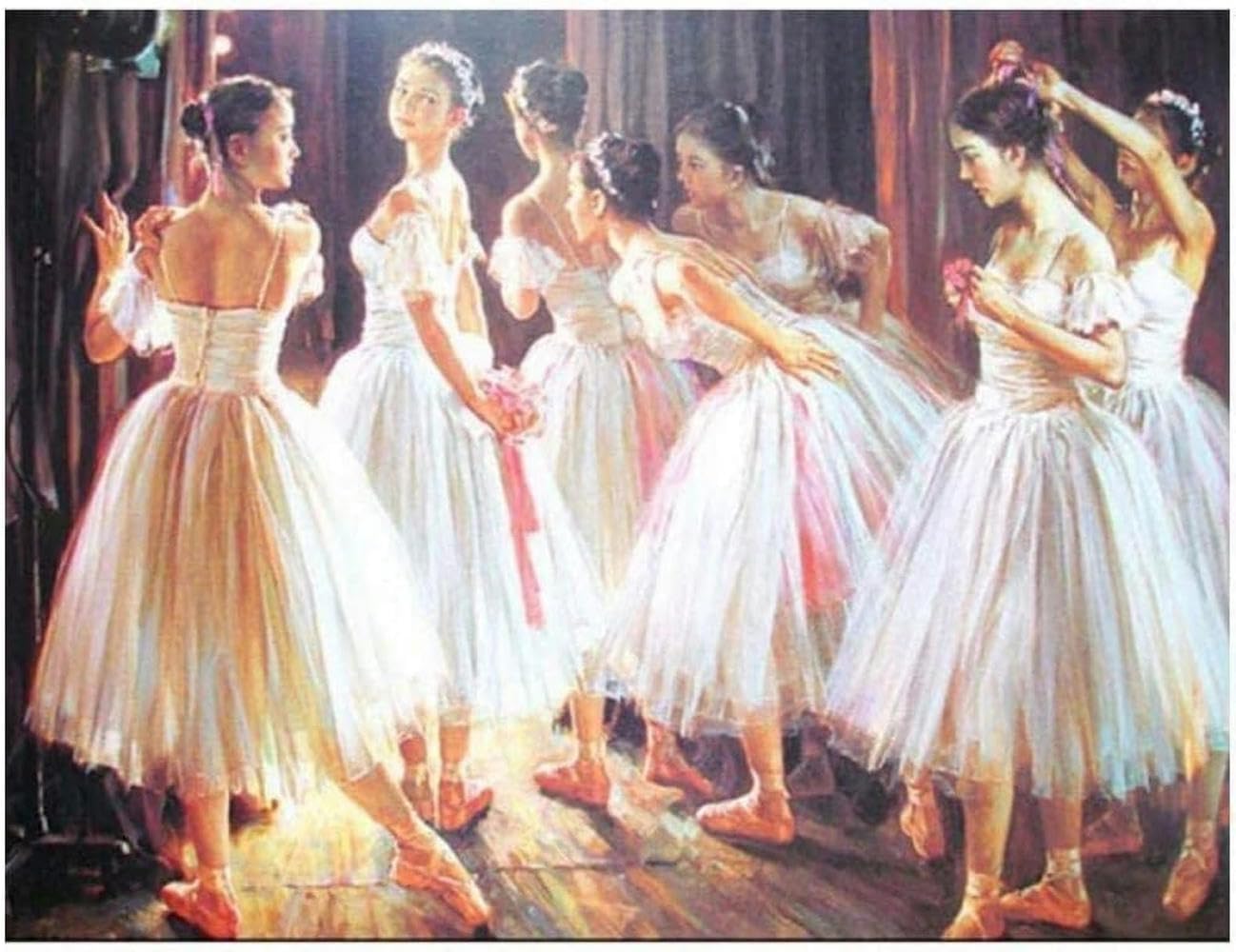 Cross Stitch Kit Ballet Dancer Girl 40x50cm DIY Cross Stitch Kit Embroidery Home Decoration for Beginners 11CT pre-Printed Canvas Embroidery kit Handmade Minimalist Style