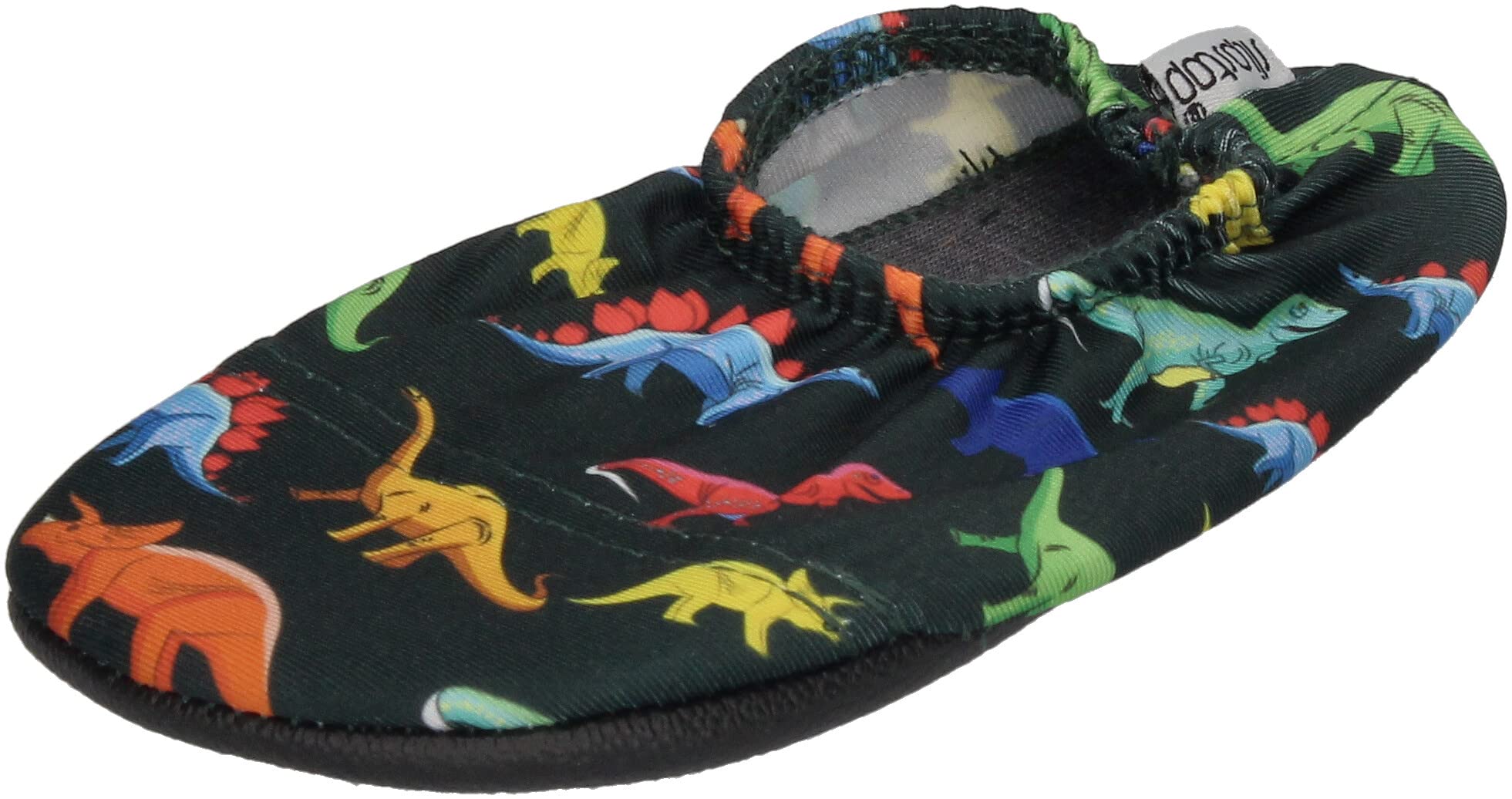 Slipstop Zapatillas de Playa para Niños Zapatillas de Ballet Antideslizantes Zapatillas de Baño Yoga Piscina, Negras con Dinosaurios de Colores, en Diferentes Tallas