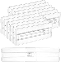 Vtopmart 12 Pack Adjustable Drawer Dividers 4" High Expandable 10.2-16.5" Clear Plastic Organizers for Clothes Underwear Baby Clothing